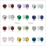 925 Silver Birthday 12 Months Stud Earrings Women Wedding Gift