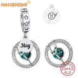 925 Silver Birthstone Constellation Charm Bead DIY Jewelry