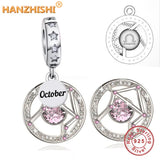 925 Silver Birthstone Constellation Charm Bead DIY Jewelry