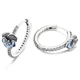 925 Silver Pansy Flower Hoop Earrings Gift Jewelry
