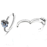925 Silver Pansy Flower Hoop Earrings Gift Jewelry