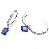 925 Silver Rectangular Sparkling Hoop Earrings Women Gift DIY Jewelry
