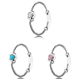 925 Silver Heart Crystal Ring for Women Wedding Party