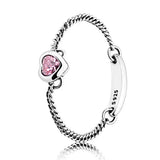 925 Silver Heart Crystal Ring for Women Wedding Party