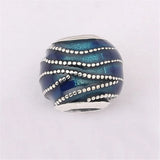 925 Silver Swirls Charm, Enamel Bead for Bracelet