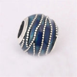 925 Silver Swirls Charm, Enamel Bead for Bracelet