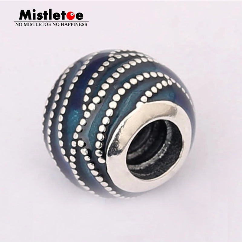 925 Silver Swirls Charm, Enamel Bead for Bracelet