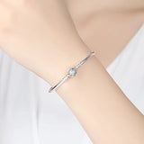 925 Silver Bracelet Snowflake Clasp Engraved Women's Jewelry