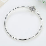 925 Silver Bracelet Snowflake Clasp Engraved Women's Jewelry