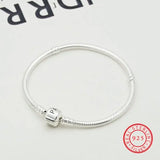 925 Silver Snake Bone Bracelet w/ Turn Buckle & Charming Beads