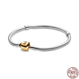 925 Silver Snake Bone Bracelet w/ Turn Buckle & Charming Beads
