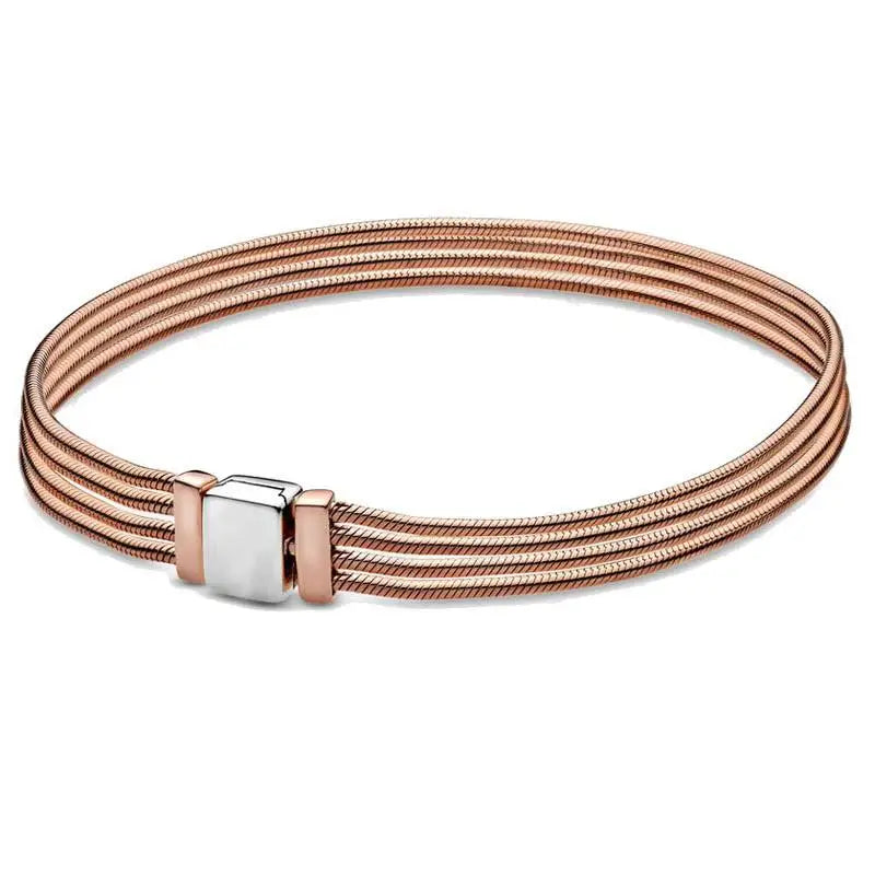 925 Silver Reflexions Rose Snake Chain Bracelet Bangle