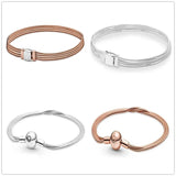 925 Silver Reflexions Rose Snake Chain Bracelet Bangle