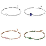 925 Silver Heart Pave Tennis Bracelet for Women
