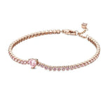 925 Silver Heart Pave Tennis Bracelet for Women