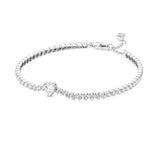 925 Silver Heart Pave Tennis Bracelet for Women