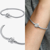 925 Silver Bracelet Snake Chain Leather Charm for Women