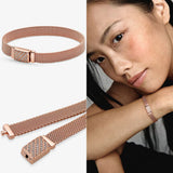 925 Silver Bracelet Snake Chain Leather Charm for Women