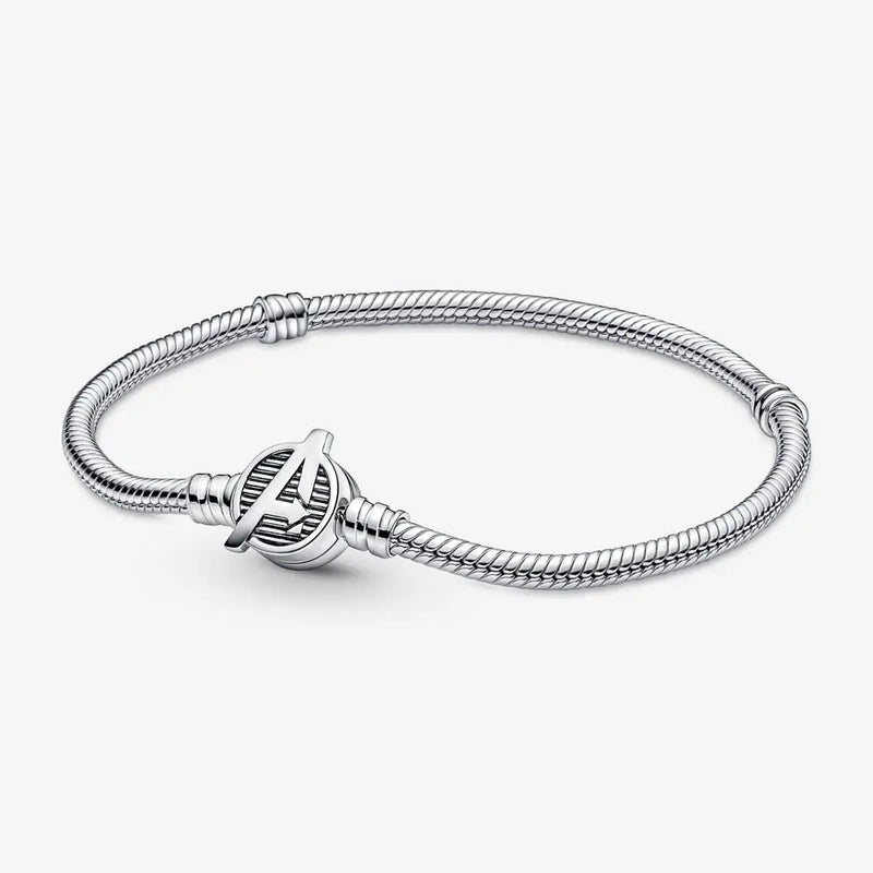 925 Silver Bracelet Snake Chain Leather Charm for Women