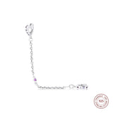 925 Silver Hearts Safety Chain Charm Beads for Bracelet DIY Jewelry
