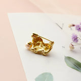 925 Silver Brooch 18K Plated Pug Dog Freshwater Pearl