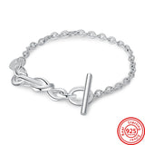 925 Silver Butterfly Infinity Knot Clasp Chain Bracelet