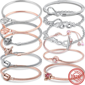 925 Silver Butterfly Infinity Knot Clasp Chain Bracelet