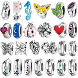 925 Silver Butterfly Moon Ladybug CZ Stopper Beads for Bracelets
