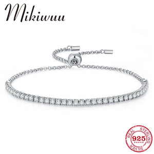 925 Silver CZ Crystal Bracelets Adjustable Beads Fine Jewelry