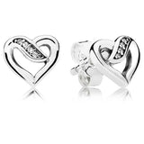 925 Silver Heart Bow Earring for Women