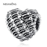 925 Silver Charm Heart Shape Love Beads for Bracelets DIY Jewelry