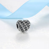925 Silver Charm Heart Shape Love Beads for Bracelets DIY Jewelry