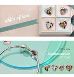 925 Silver Pet Paw Print Heart Charm Bead for Bracelet