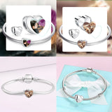 925 Silver Pet Paw Print Heart Charm Bead for Bracelet