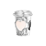 925 Silver Coffee Cup Charm for Bracelet DIY Jewelry