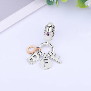925 Sterling Silver Charm Bead Bracelet Forever Pendant Women DIY