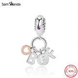 925 Sterling Silver Charm Bead Bracelet Forever Pendant Women DIY