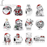 925 Sterling Silver Charms Christmas Snowman Horse Beads for Bracelet Necklace