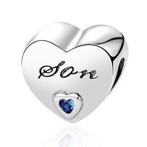 925 Sterling Silver Charms heart Beads Fit Bracelet Necklace DIY