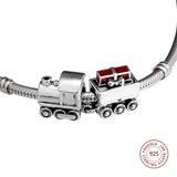 925 Silver Christmas Train Bead Charms for Bracelet DIY Jewelry Making
