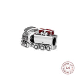 925 Silver Christmas Train Bead Charms for Bracelet DIY Jewelry Making