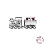 925 Silver Christmas Train Bead Charms for Bracelet DIY Jewelry Making