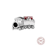 925 Silver Christmas Train Bead Charms for Bracelet DIY Jewelry Making