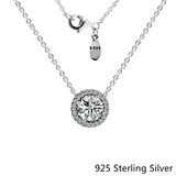 925 Silver Classic Elegance Charm Necklace Clear CZ DIY Pendant