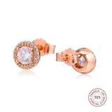925 Silver Classic Rose Stud Earrings Wedding Jewelry Gift