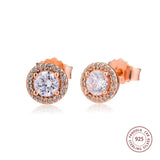 925 Silver Classic Rose Stud Earrings Wedding Jewelry Gift