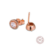 925 Silver Classic Rose Stud Earrings Wedding Jewelry Gift