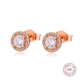 925 Silver Classic Rose Stud Earrings Wedding Jewelry Gift