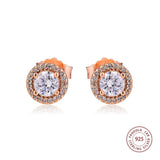 925 Silver Classic Rose Stud Earrings Wedding Jewelry Gift