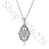 925 Silver Lace Pendant Necklace Women Bead Charm Gift